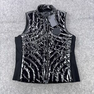 G/FORE Vest Womens Large Black Quilted Wool Lined Snap Puffer Insulated Golf